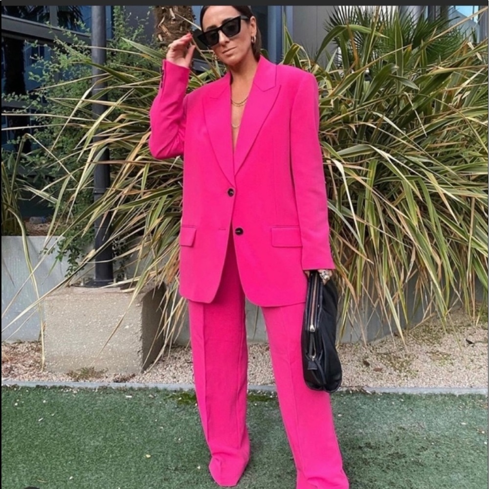 Zara Oversized Hot Pink Blazer Bloggers Favorite